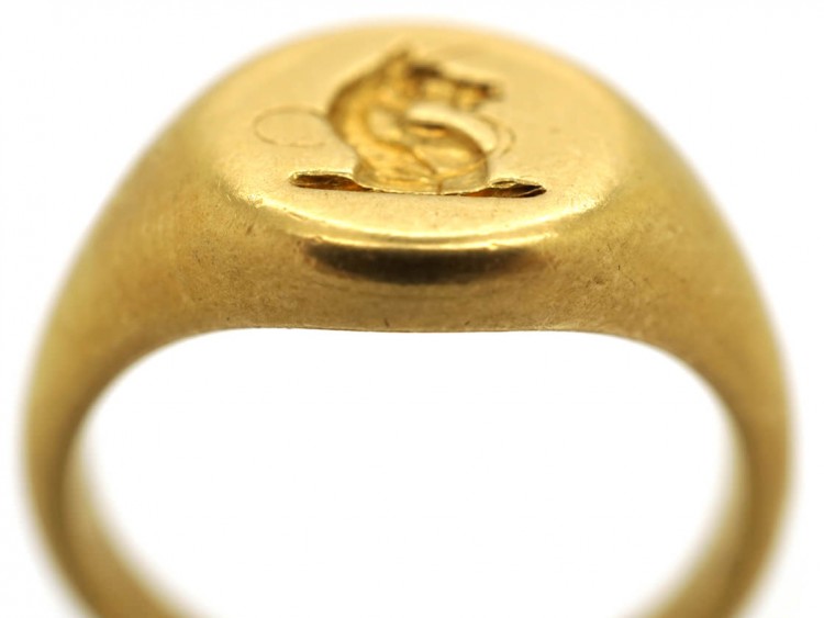 Victorian 18ct Gold Signet Ring of a Unicorn