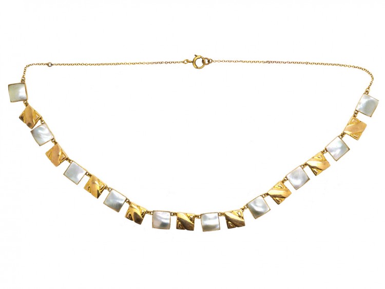 Art Nouveau 9ct Gold & Blister Pearl Necklace