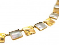 Art Nouveau 9ct Gold & Blister Pearl Necklace