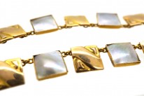 Art Nouveau 9ct Gold & Blister Pearl Necklace