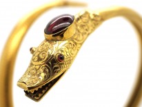 Victorian 15ct Gold Snake Bangle Set With Garnets
