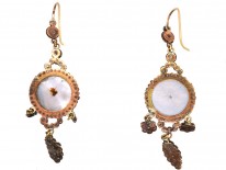 Georgian Cut Steel & Cabochon Red Glass Drop Earrings