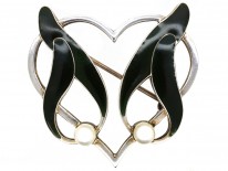 Silver Heart & Mistletoe Brooch by Anton Michelsen