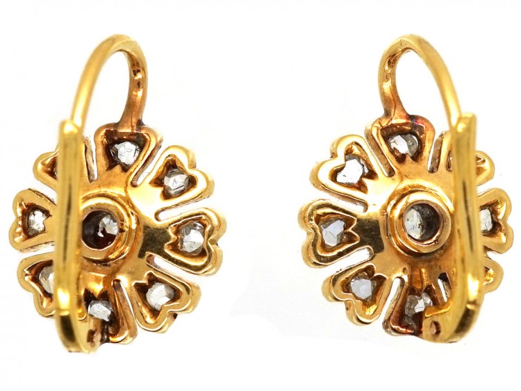 Edwardian 18ct Gold Diamond Cluster Earrings