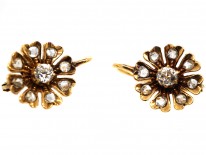 Edwardian 18ct Gold Diamond Cluster Earrings