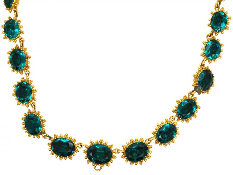 Georgian Pinchbeck & Emerald Green Paste Necklace