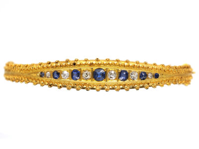 Victorian 15ct Gold, Sapphire & Diamond Bangle
