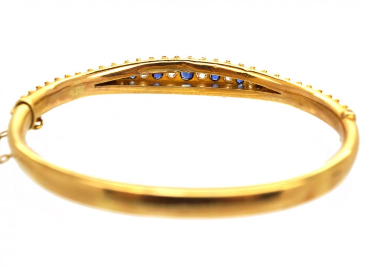 Victorian 15ct Gold, Sapphire & Diamond Bangle