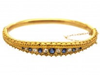 Victorian 15ct Gold, Sapphire & Diamond Bangle