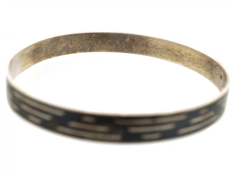 Art Deco Silver & Niello Bangle