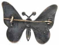 Silver & Blue & Green Enamel Butterfly Brooch
