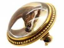 Victorian 18ct Gold & Reverse Intaglio Rock Crystal Brooch of a Horse's Head