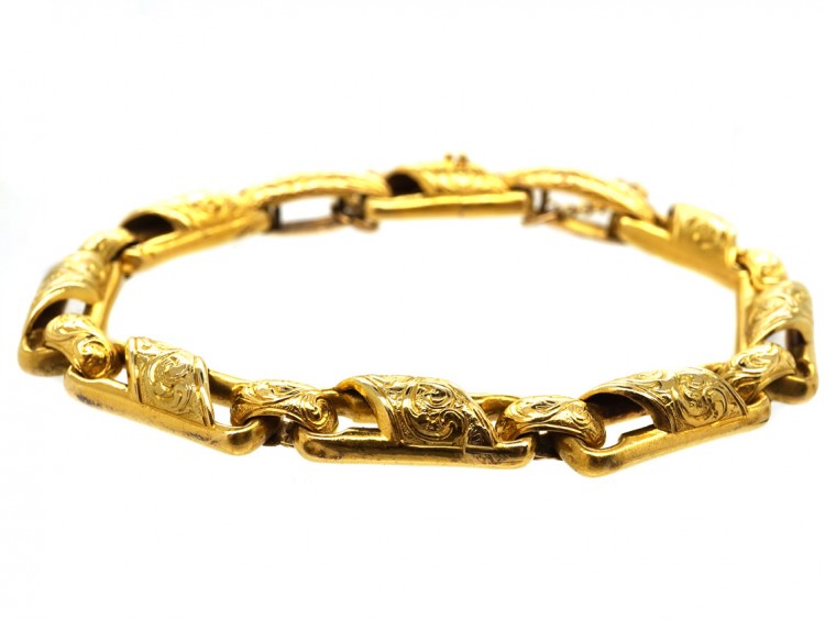 Early Victorian 15ct Gold Engraved Bracelet