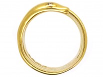 Victorian 18ct Gold Wide Snake Ring With Diamond Eyes