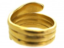 Victorian 18ct Gold Wide Snake Ring With Diamond Eyes