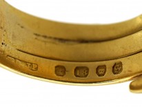 Victorian 18ct Gold Wide Snake Ring With Diamond Eyes
