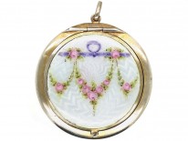 Edwardian Silver & Enamel Compact Pendant