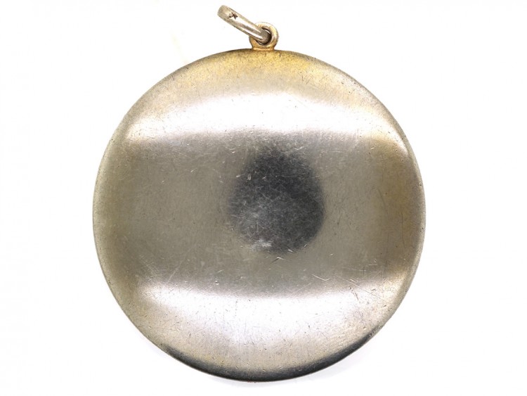Edwardian Silver & Enamel Compact Pendant