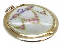 Edwardian Silver & Enamel Compact Pendant