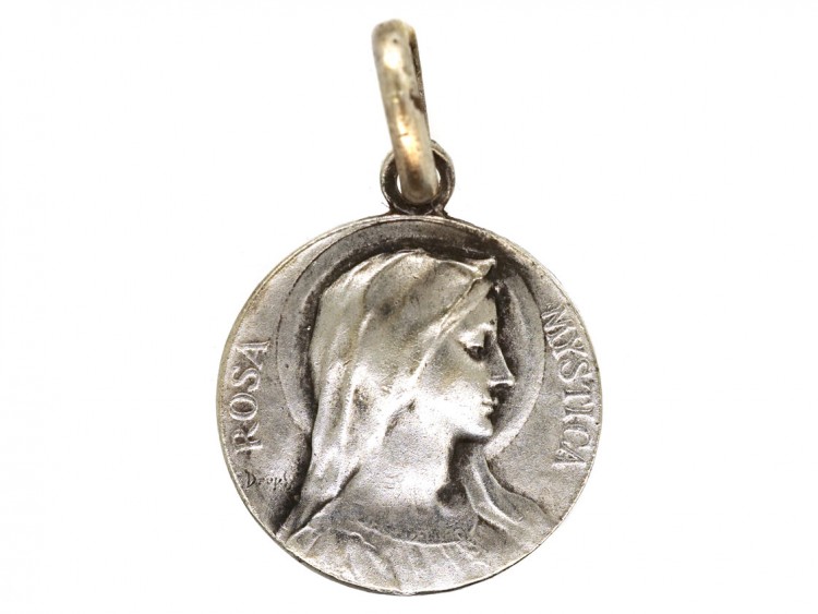 French Silver Medallion of Rosa Mystica by Dropsy