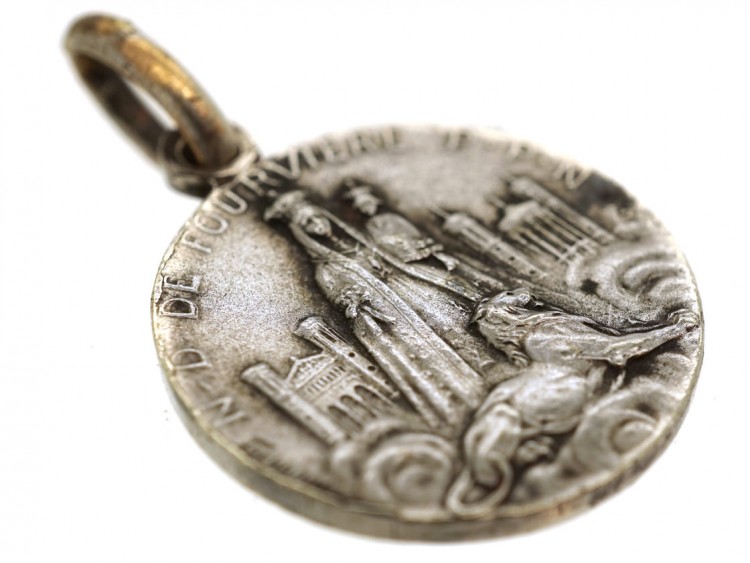French Silver Medallion of Rosa Mystica by Dropsy