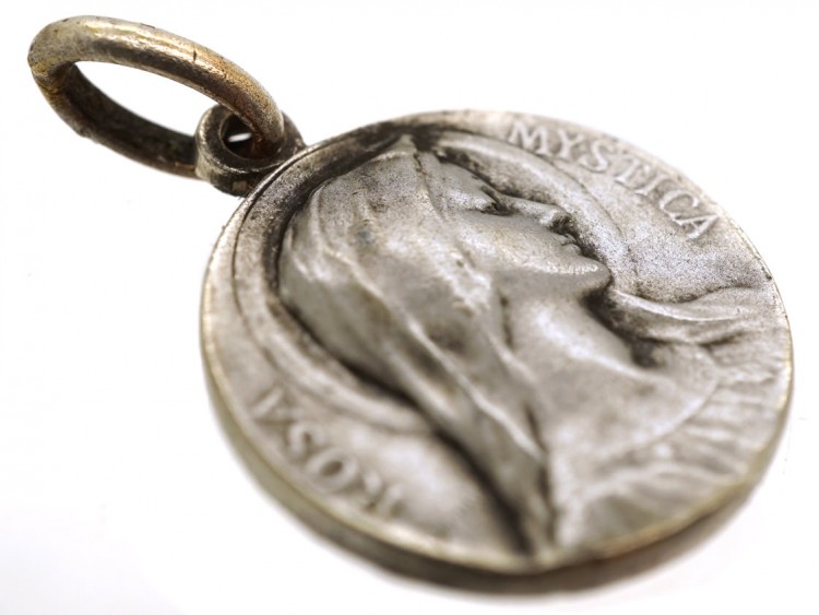 French Silver Medallion of Rosa Mystica by Dropsy