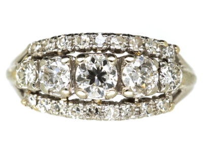 Edwardian Platinum & Diamond Three Row Ring