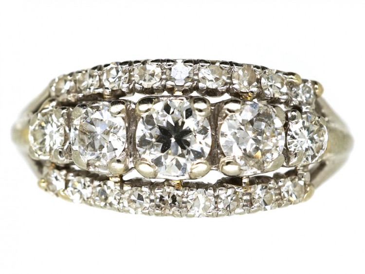Edwardian Platinum & Diamond Three Row Ring