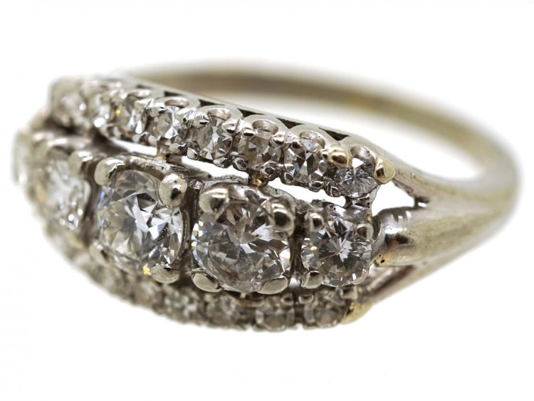 Edwardian Platinum & Diamond Three Row Ring