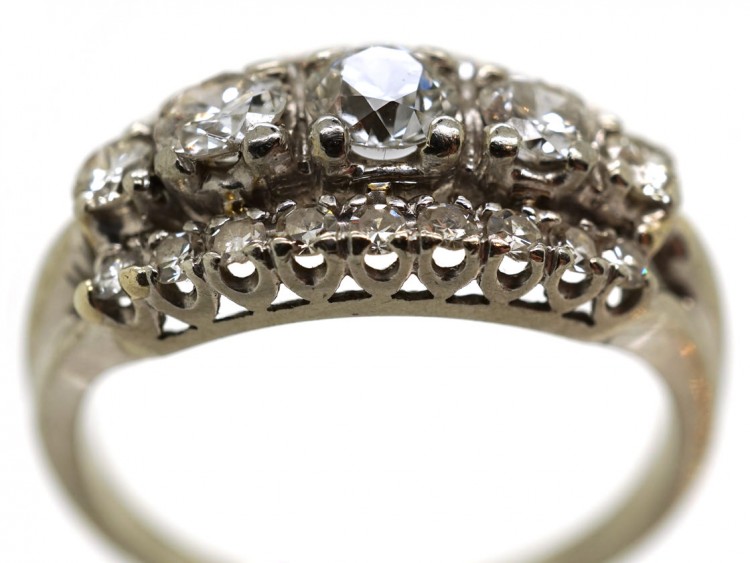 Edwardian Platinum & Diamond Three Row Ring