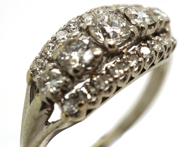Edwardian Platinum & Diamond Three Row Ring