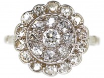 Edwardian Platinum & Diamond Triple Row Cluster Ring