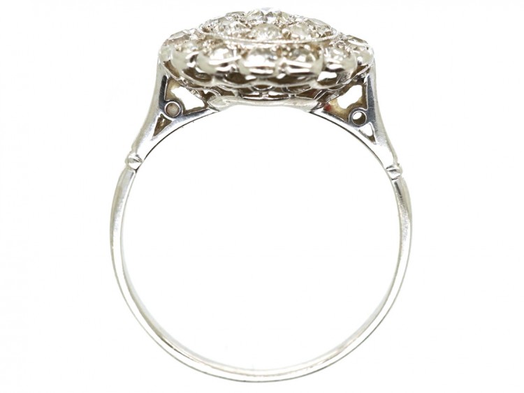 Edwardian Platinum & Diamond Triple Row Cluster Ring
