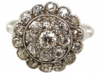 Edwardian Platinum & Diamond Triple Row Cluster Ring