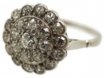 Edwardian Platinum & Diamond Triple Row Cluster Ring