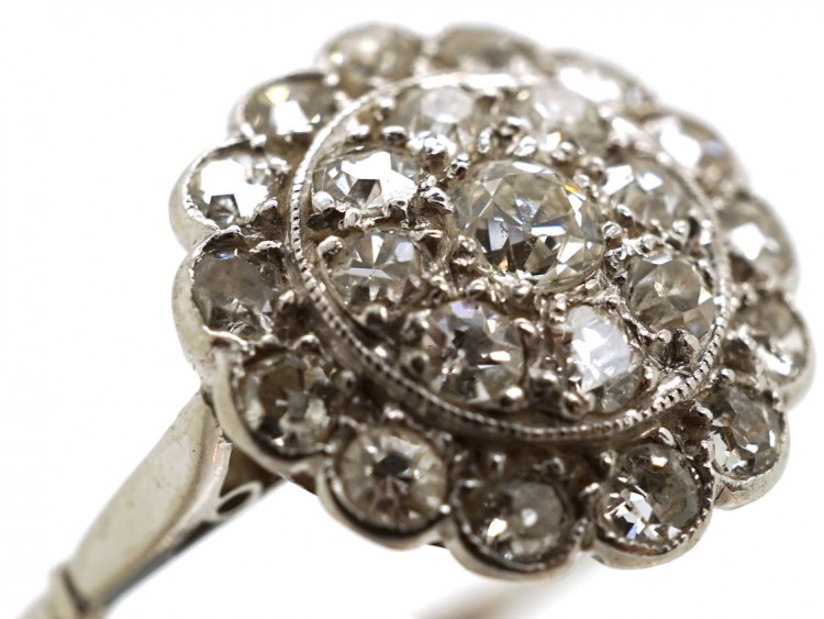 Edwardian Platinum & Diamond Triple Row Cluster Ring