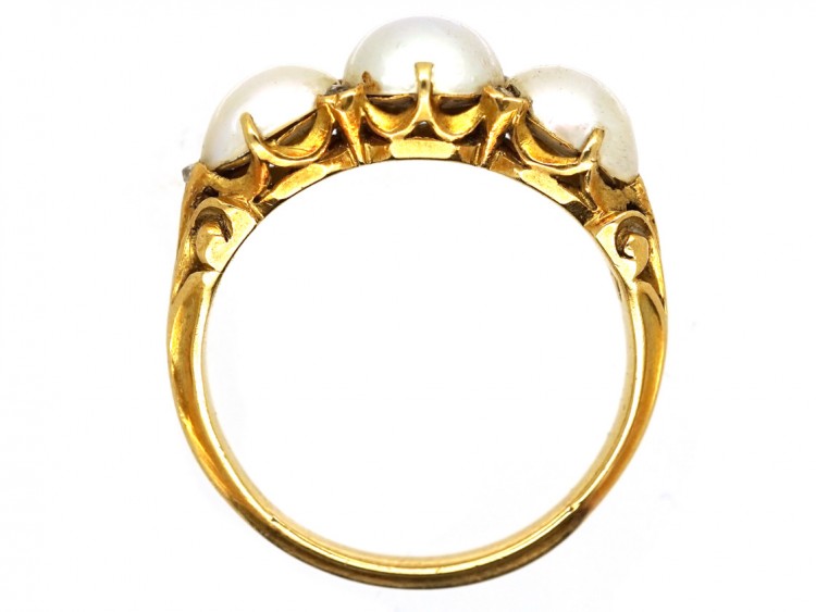 Victorian 18ct Gold & Natural Pearl Ring