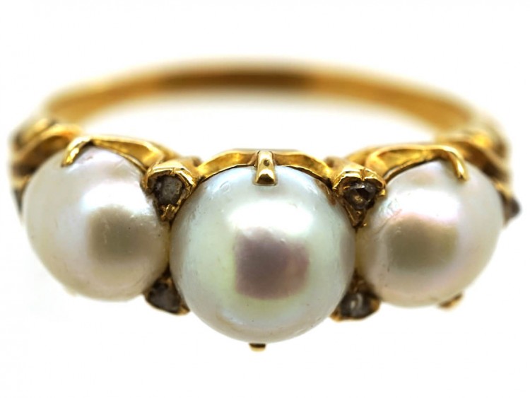 Victorian 18ct Gold & Natural Pearl Ring