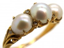 Victorian 18ct Gold & Natural Pearl Ring