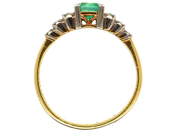 Art Deco 18ct Gold, Platinum, Emerald & Diamond Ring