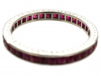 Art Deco 18ct White Gold French Cut Ruby Eternity Ring