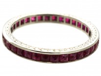Art Deco 18ct White Gold French Cut Ruby Eternity Ring