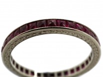 Art Deco 18ct White Gold French Cut Ruby Eternity Ring