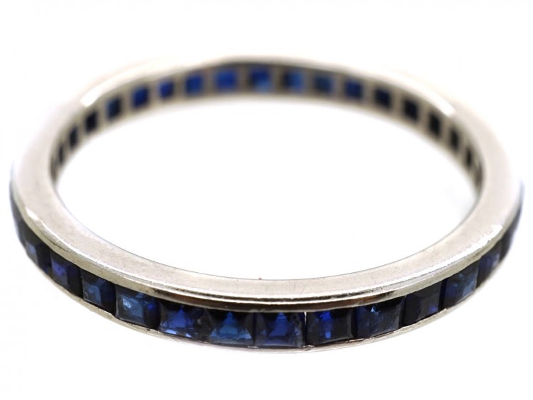 Art Deco 18ct White Gold & Sapphire Eternity Ring