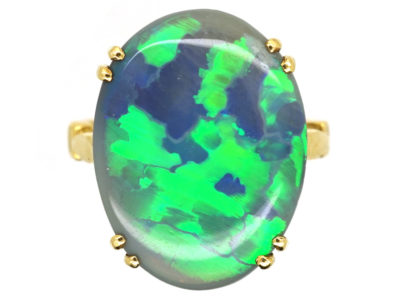 Art Deco 18ct Gold & Black Opal Ring
