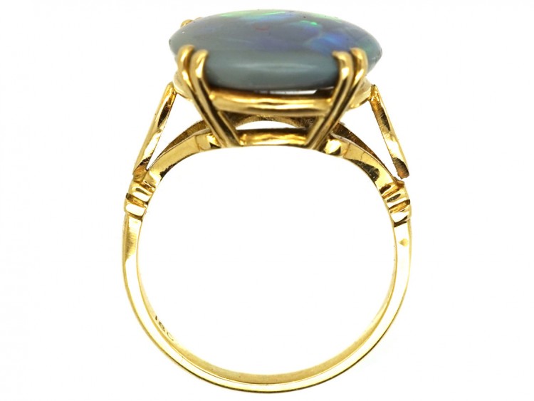 Art Deco 18ct Gold & Black Opal Ring