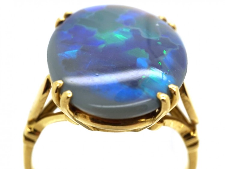 Art Deco 18ct Gold & Black Opal Ring