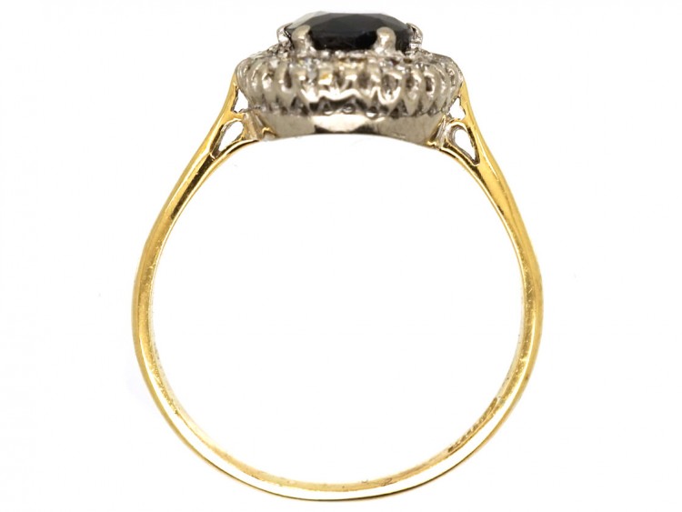 18ct Gold Sapphire & Diamond Oval Cluster Ring