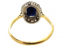18ct Gold Sapphire & Diamond Oval Cluster Ring