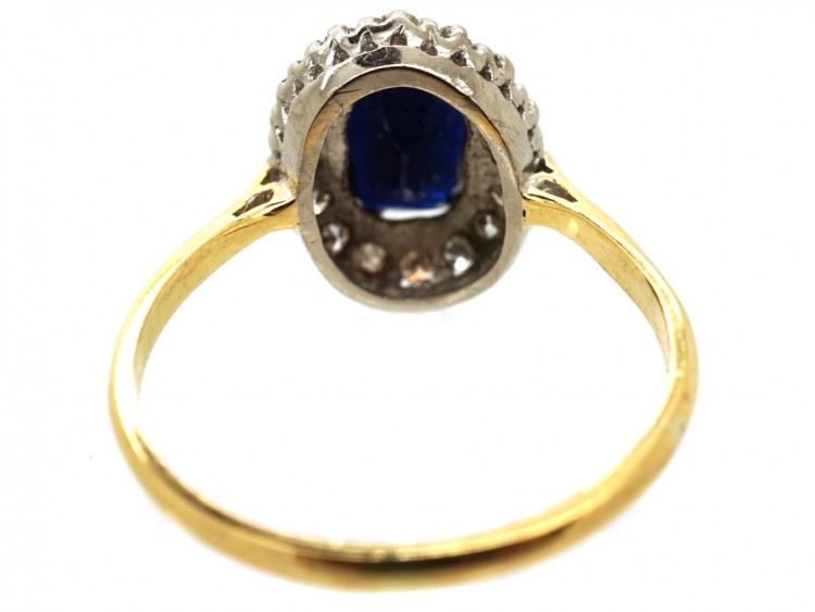 18ct Gold Sapphire & Diamond Oval Cluster Ring